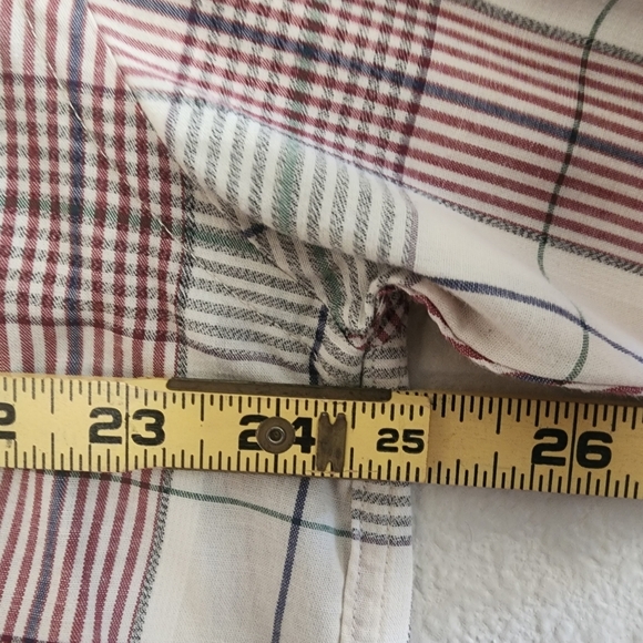 Burberry Mens Button Up Shirt Long Sleeve Plaid Collared Preppy White Red Size L - Picture 7 of 8